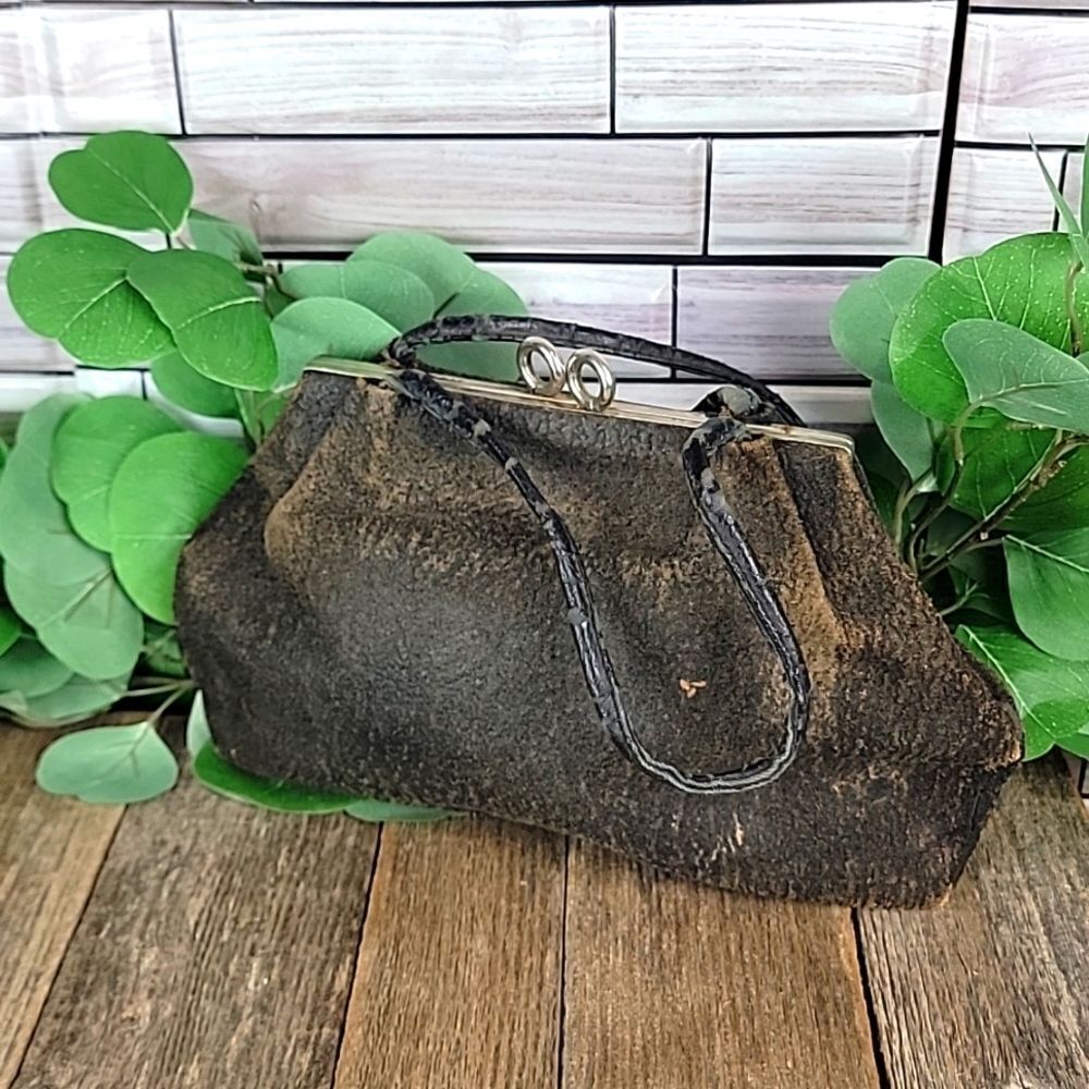 Antique victorian era leather handbag